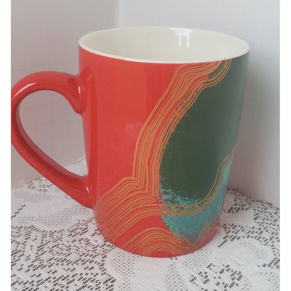 Starbucks Red Green Fancy Swirl Green Logo Coffee Tea Mug 2021 10 oz Mermaid Cup - Picture 4 of 7